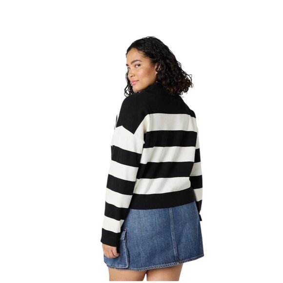 The Drop Womens Striped Long-Sleeve Collared Sweater Black/White XXL NWT - Picture 2 of 3